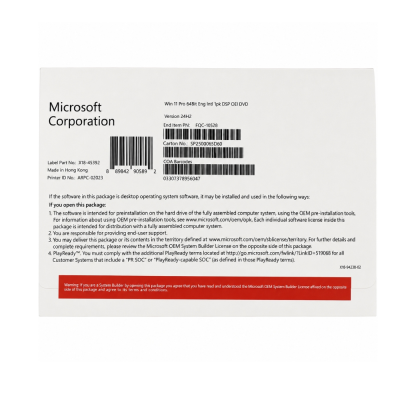 Phần mềm Microsoft Windows Pro 11 64Bit Eng Intl 1pk DSP OEI DVD (FQC-10528) (Vĩnh Viễn)