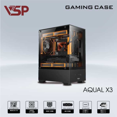 VỎ CASE MÁY TÍNH AQUAL X3 ĐEN-155