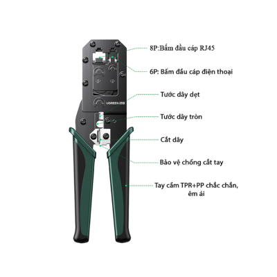 Kìm bấm mạng RJ45/RJ11 Cat5, Cat5e, Cat6 Ugreen 70683