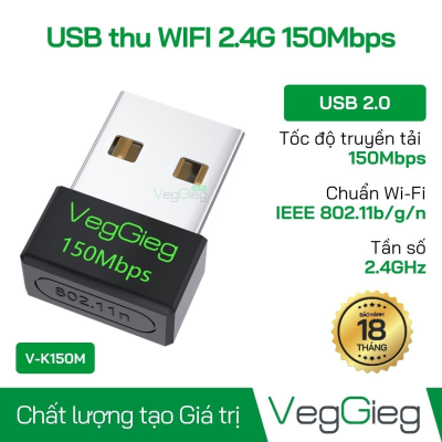 USB Thu WIFI VEGGIEG 150Mbps 2.4G V-K150M