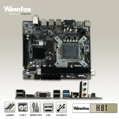Bo mạch chính máy tính Main Winnfox H81 (HDMI, VGA, SSD-M.2) -LGA 1150