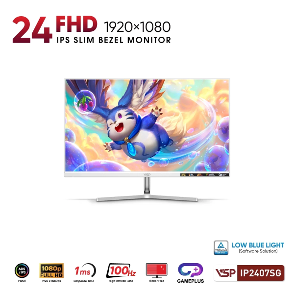 Màn hình VSP IP2407SG (23.8inch / IPS / FHD / 100Hz / 1ms / FreeSync) TRẮNG