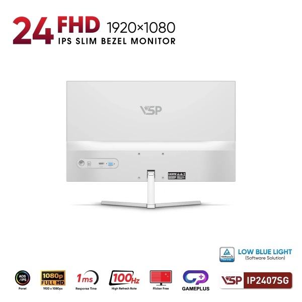 Màn hình VSP IP2407SG (23.8inch / IPS / FHD / 100Hz / 1ms / FreeSync) TRẮNG