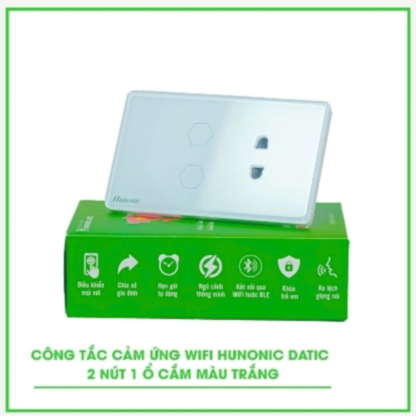 Công Tắt WIFI DATIC2 Nút, 1 ổ Màu Trắng