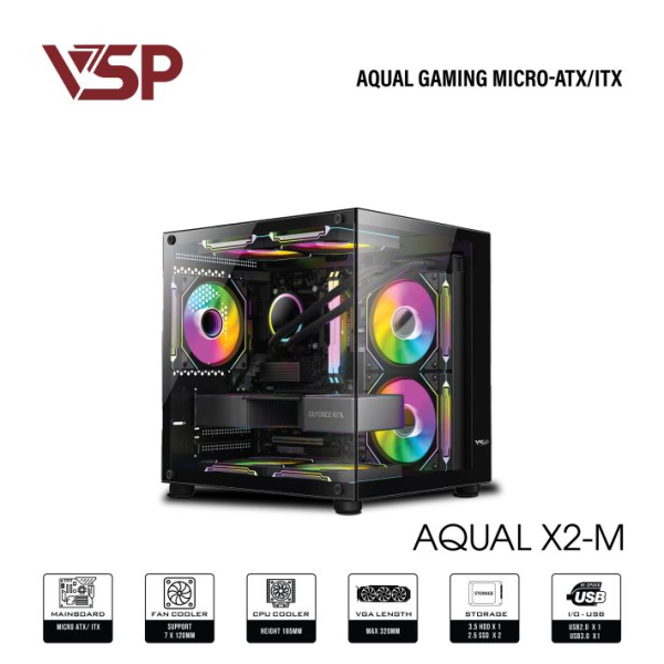 VỎ CASE MÁY TÍNH AQUAL X2 ĐEN