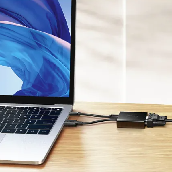 Cáp Chuyển HDMI to VGA Ugreen 90813/CM611, hỗ trợ FullHD 1080P@60Hz, Trợ nguồn cổng USB-C
