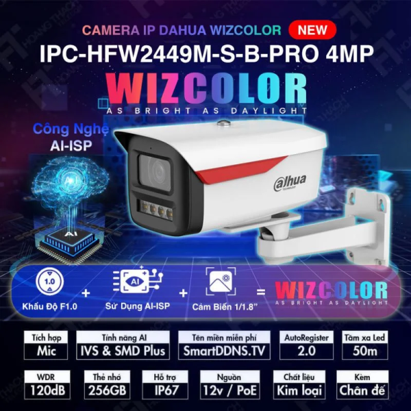 	CAMERA DH-IPC-HFW2449M-S-B-PRO, 4MP, phụ kiện