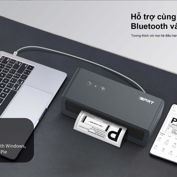 Máy in Tem nhãn Bluetooth iDPRT SP460BT ( kèm giá đỡ giấy ,tặng 100 tờ decal)