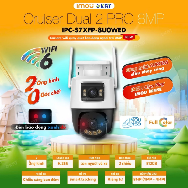 Camera WiFi 8MP iMOU Cruiser Dual 2 Pro (IPC-S7XFP-8U0WED)