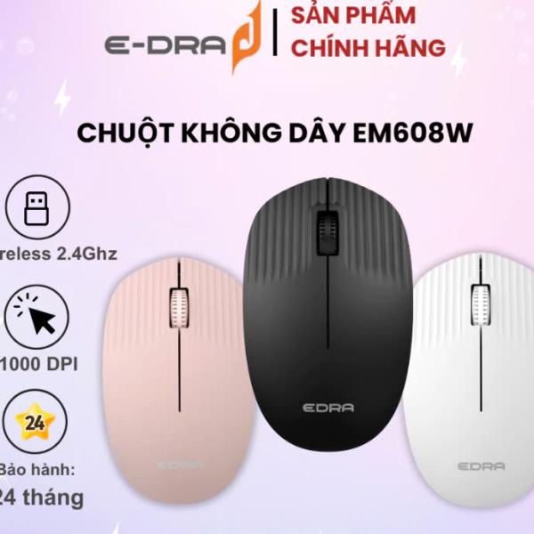 Chuột không dây EDRA EM608W (Wireless 2.4Ghz) Chính Hãng