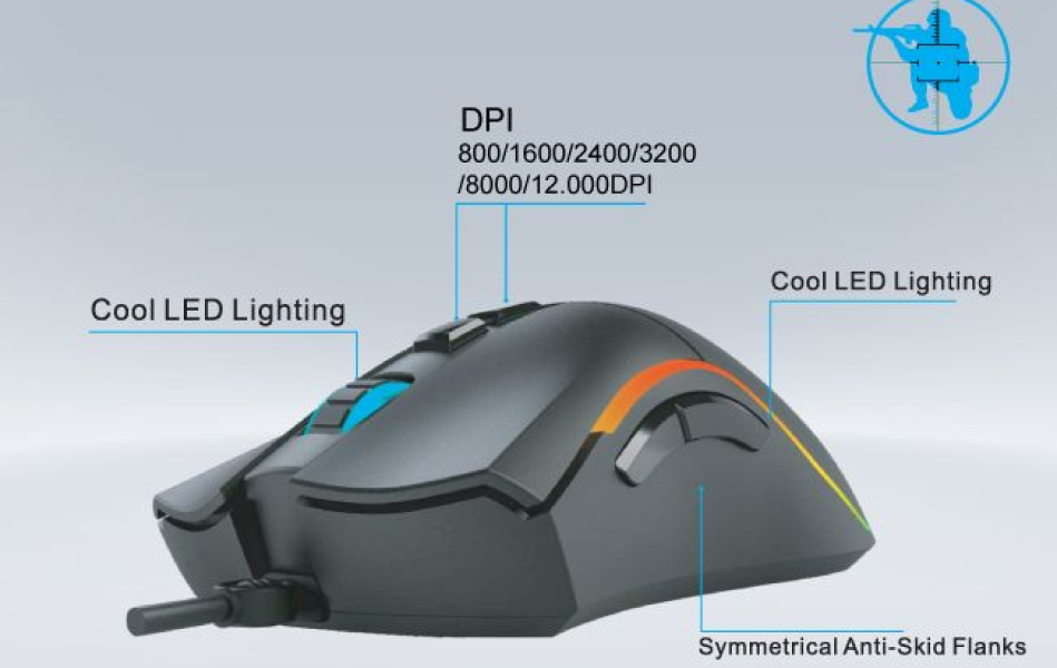 Chuột Bosston GM107 Gaming 12.000DPI (Màu Đen)