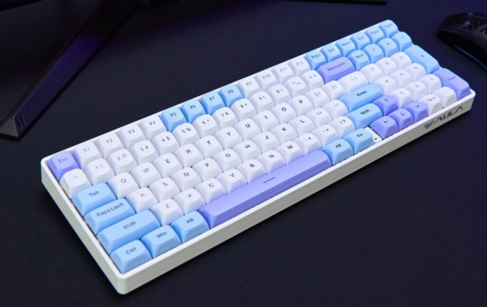 BÀN PHÍM CƠ GAMING 3 MODE AULA S100 PRO (5755) (Xanh dương+trắng+tím/ Brown switch) 