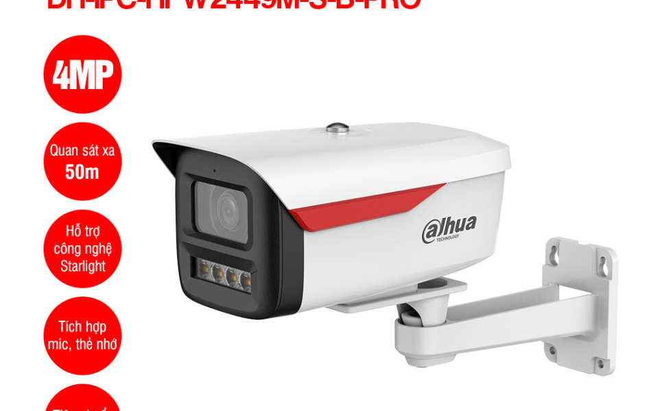 	CAMERA DH-IPC-HFW2449M-S-B-PRO, 4MP, phụ kiện