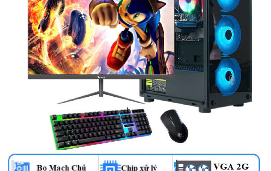 Bộ PC GAMING I5-GEN 4: H81/ i5-4590/ Ram 8Gb/ SSD 256Gb/ 450w/ VGA GT 730 -2G/ màn hình 22 inch/ Case Led