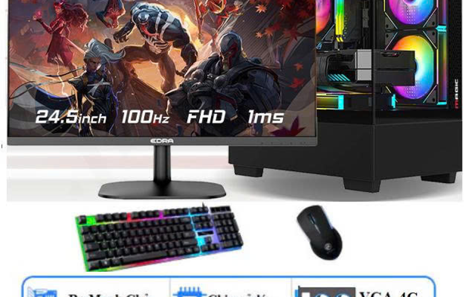 Bộ PC GAMING I5-GEN 10: H510/ i5-10400F/ Ram 8Gb/ SSD 256Gb/ 450w/ VGA GTX 750Ti -4G/ màn hình 24 inch/ Case Led