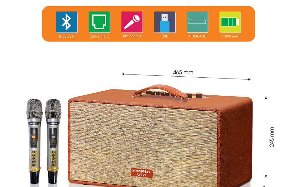 Loa Bluetooth Karaoke Soundmax M67