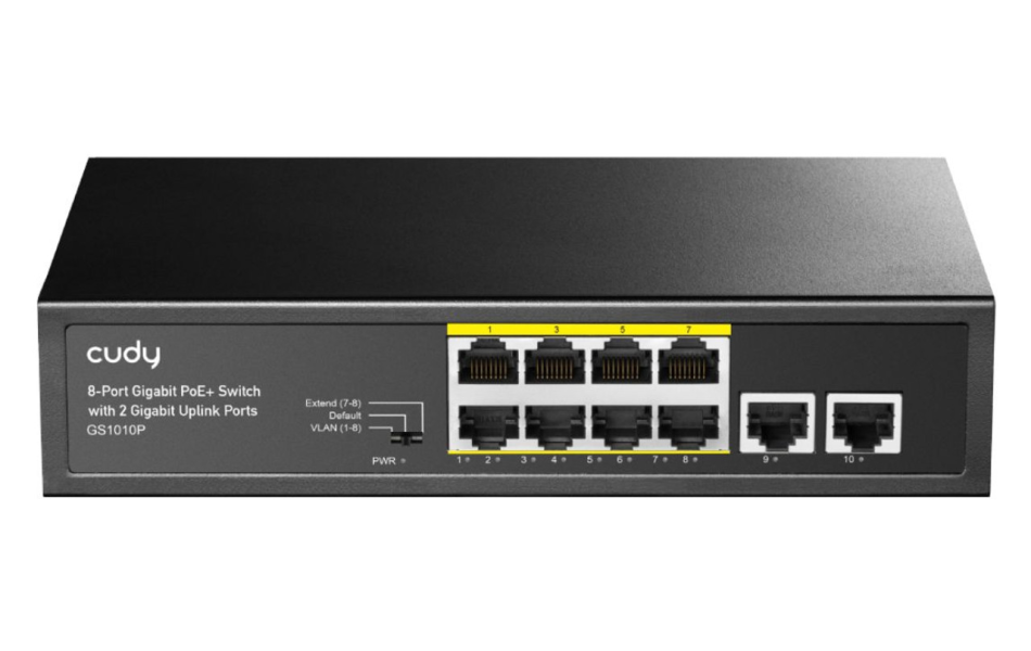 Thiết bị chuyển mạch (SWITCH) CUDY 8-Port 10/100M PoE+ Switch with 2 Uplink Ports 120W (FS1010P)