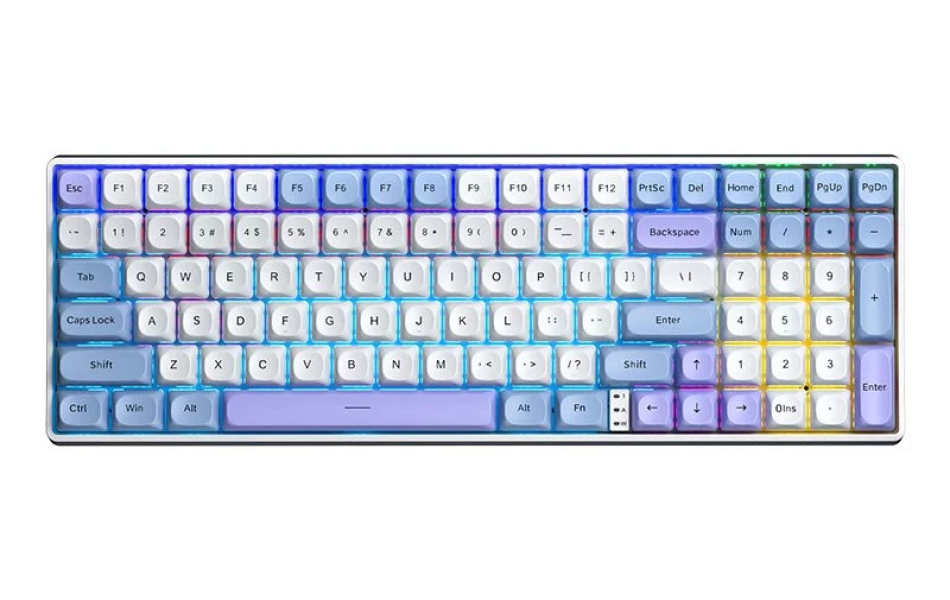 BÀN PHÍM CƠ GAMING 3 MODE AULA S100 PRO (5755) (Xanh dương+trắng+tím/ Brown switch) 