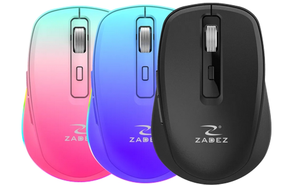 Chuột Zadez không dây M-382Z MÀU TÍM - HỒNG - ĐEN ( Bluetooth  và Wireless , sạc pin)